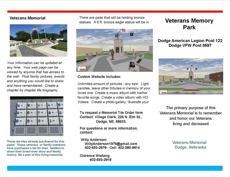 Veterans Memory Park Dodge Nebraska The American Legion Centennial